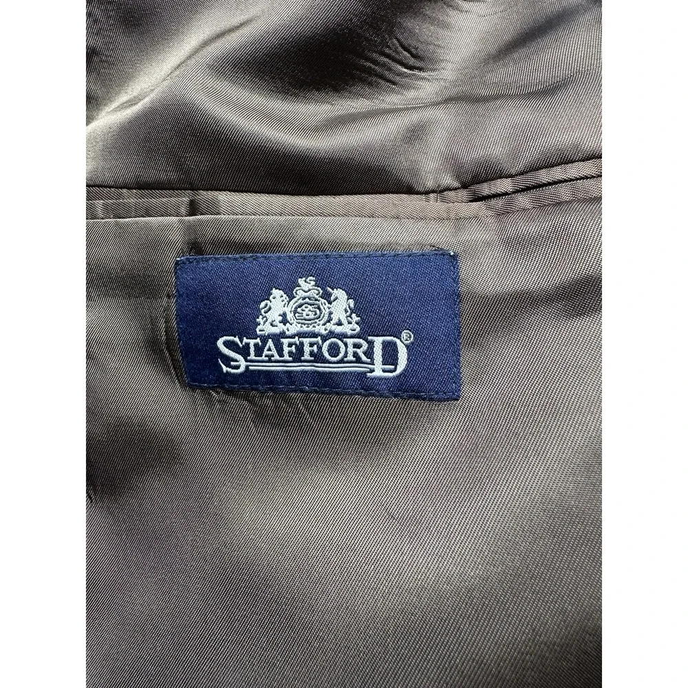 Stafford Blazer Mens 46R Brown Wool Sport Coat Classic‎ Fit Suit Jacket 3 Button